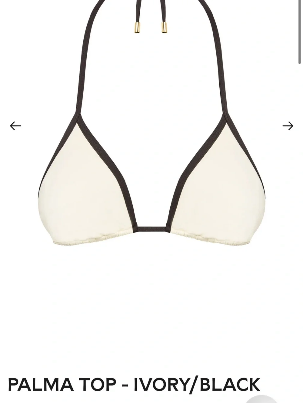 Monday Swimwear Palma Triangle Top — Ivory with Black Trim nwt size V (xl)